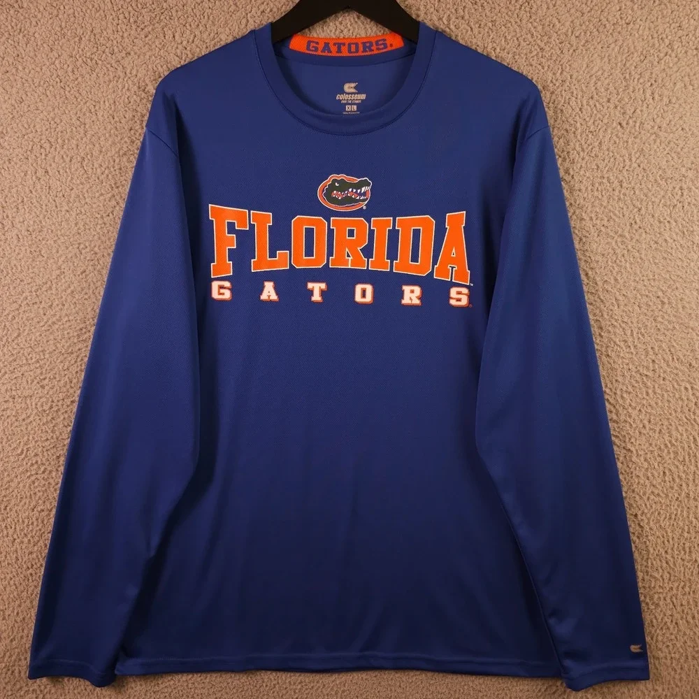Florida Gators Shirt Mens‎ XL Colosseum Blue Orange Long Sleeve Performance Tee